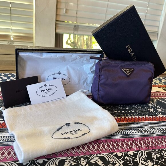 Prada Purple Tessuto Nylon Cosmetic Pouch, Full Inclusion, EUC - Picture 1 of 10